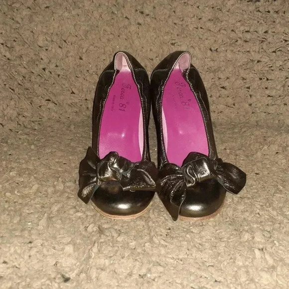 FERCA 81-Bronze Metallic Leather Ballet Pumps-Wood Spool Heels-Sz 38-Excellent - Picture 3 of 7